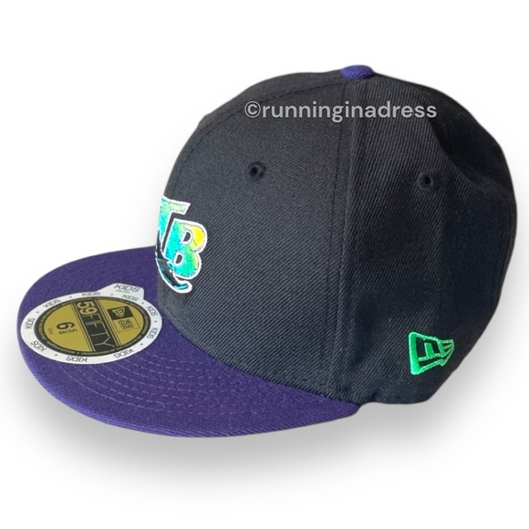 New Era Two tone Black Purple Tampa Bay Rays Cooperstown Collection Wool Fitted - Picture 1 of 16
